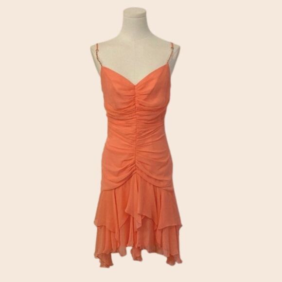 Vintage Peach / Light Orange ABS by Allen Schwartz Jellyfish Hem Dress Size 6 - Picture 1 of 13